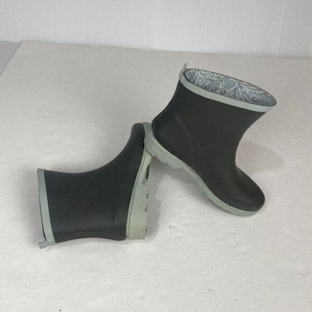 Target Women's Gray Green Rubber Rain Boots Size 7 Used